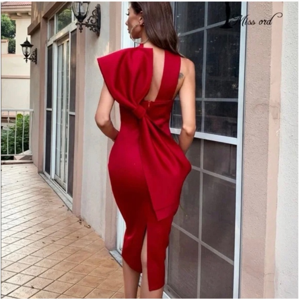 NWT Dark Red Halter Dress w Bow